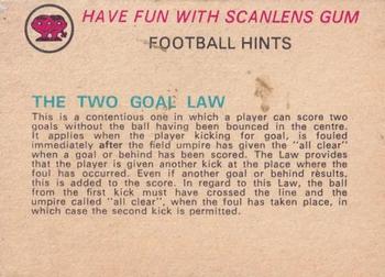 1977 Scanlens VFL #122 David Dench Back